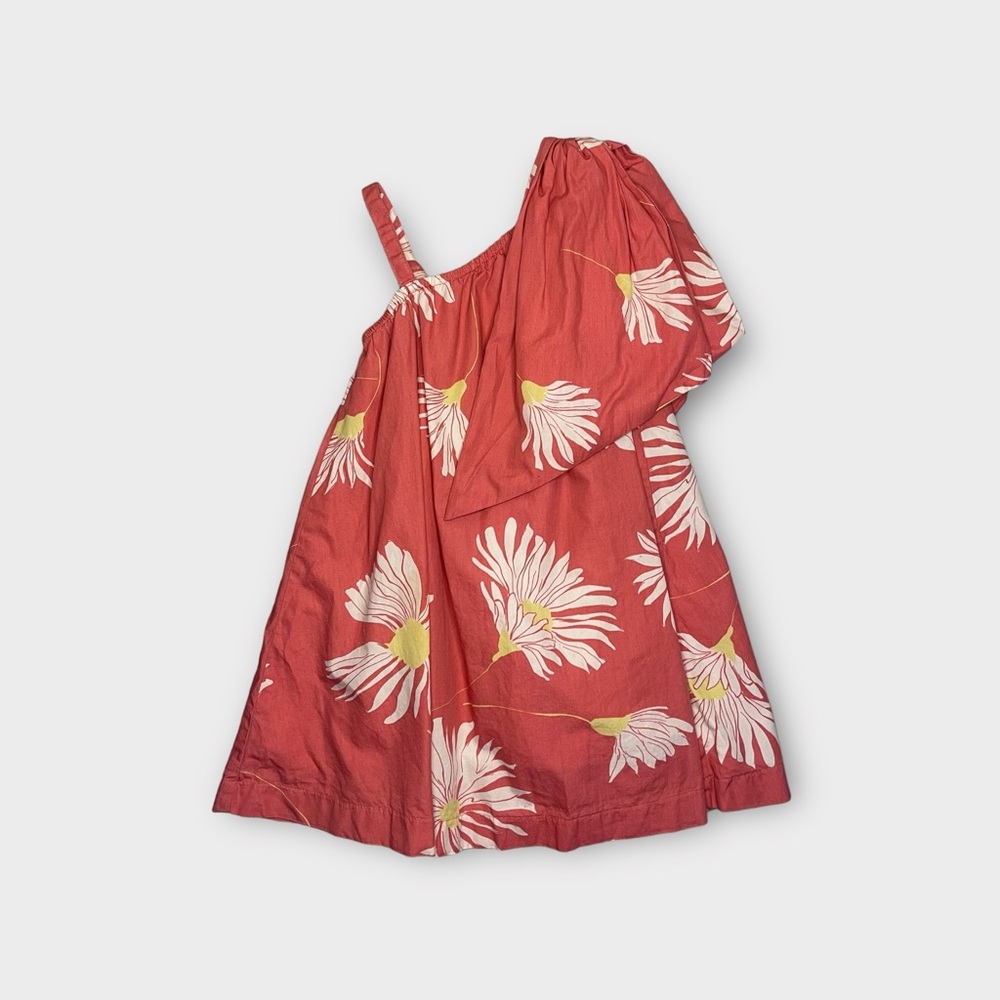 Something Navy One Shoulder Draped Floral Pink Dress